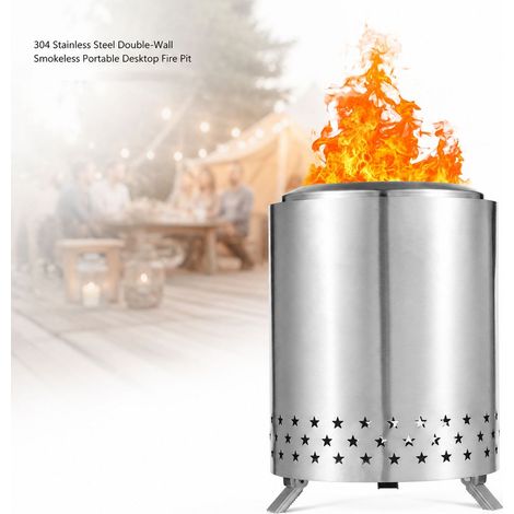 Toivize-Brasero de table Aoresac - Inox 304 - Double paroi - Sans fumée - Portable avec sac - Pour extérieur et jardin (1/4)