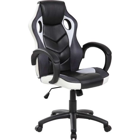 Sedia Gaming in Poliuretano Nero e Bianco - Confortevole e Regolabile (1/5)
