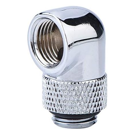 CSPARKV 3,3 x 1,9 x 1,9 x cm silberne Wasserkühlungsanschlüsse, um 90 Grad drehbare Rohrverschraubung, PC-Wasserkühlungs-Winkelverbinder mit G1/4-Gewinde