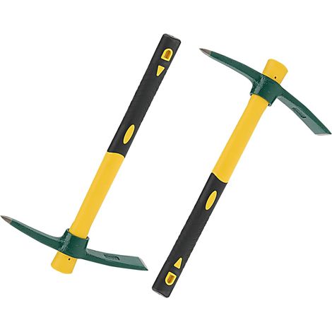 2 PCS 15 Inch Pick Mattock, Yellow Pick Mattock Hoe with Handle, Garden Mat for Gardening, Plants Camping (1/5)