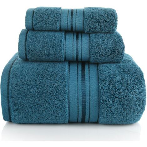 Serviettes de bain - Lot de 3 serviettes 100 % coton - 75 x 150 cm + 34 x 75 cm + 34 x 30 cm