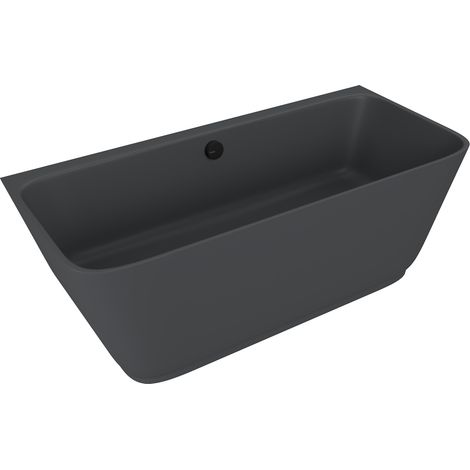 Baignoire autoportante murale en fonte de marbre SKYLLA 170x75x60cm, Anthracite mat (1/4)