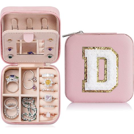Caja de joyería - Regalos de viaje para niñas, regalos de cumpleaños, regalos del Día de la Madre, regalos del Día de San Valentín, (rosa D)