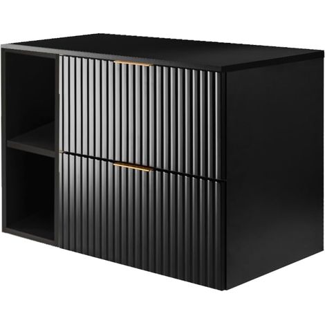 Mobile lavabo, Nero + maniglia dorata, 80 x 57 x 46 cm + Piano (1/5)