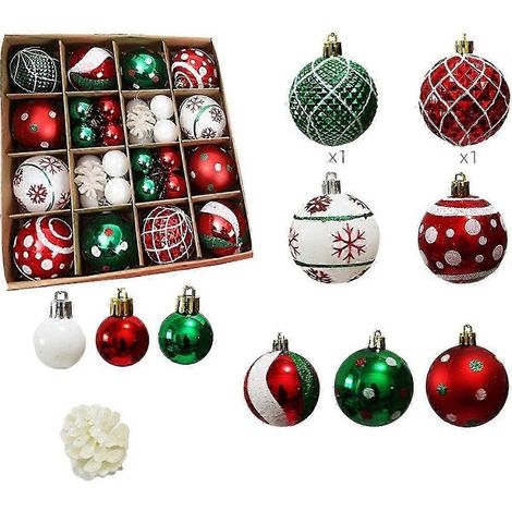 42 boules de Noël décoratives incassables, brillantes et imprimées. (1/5)