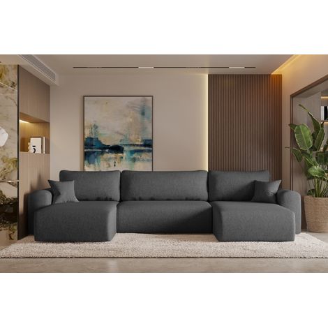 Ecksofa mit schlaffunktion und bettkasten, Sofa U-form, Couch U-form CAPRI Neve Dunkelgrau (1/4)