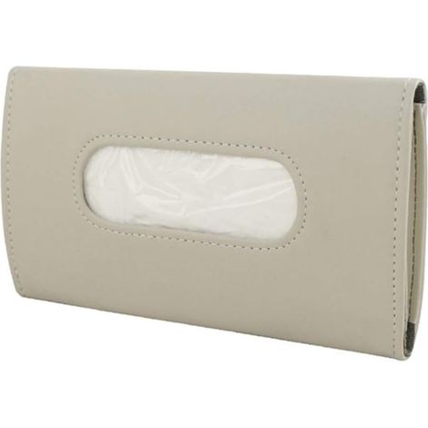 Lntyq Voiture Auto Pare-Soleil Boîte de en Papier, Boîte à Mouchoirs en Cuir PU Support de Boîte de Mouchoirs Boîte à Mouchoirs Suspendue pour Voiture,Beige (1/4)