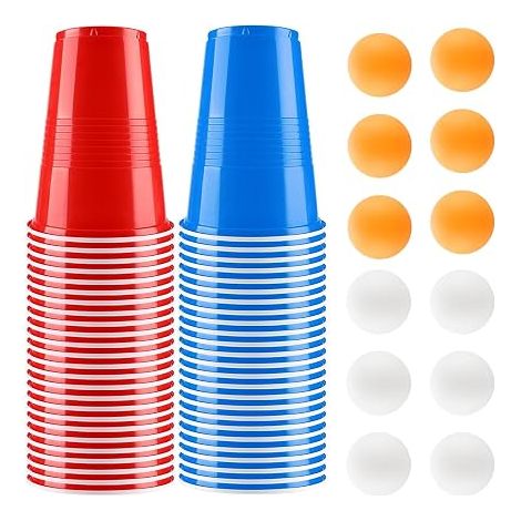 Binnan Bierpong Tumblers, Beer Pong Cups with Ping Pong Balls, Drinking Games, Beer Pong Cups for Party (1/5)