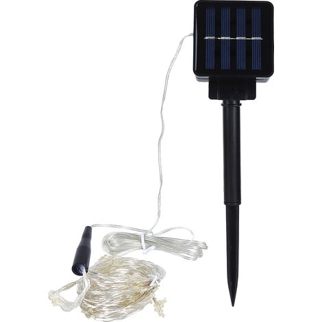 Guirlande lumineuse solaire à 200 LED blanc chaud pour décorer la maison, le jardin et les fêtes de Noël. (1/5)