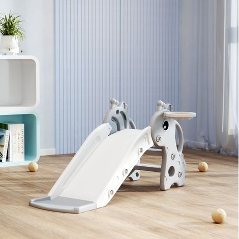 Toboggan enfant 3 en 1 girafe avec panier et ballon, gris HAVRYA (1/4)