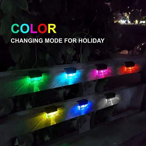 8 black ABS solar lights for steps, fences, decorative LED lighting for courtyards and outdoor gardens.
