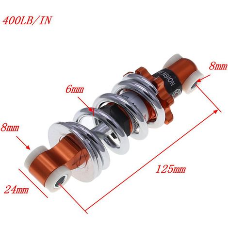 49CC Mini Sports Car Shock Absorber, Electric Four-Wheel Sports Car Shock Absorber, 125mm Long, 400LB/IN, Electroplated Spring (1/5)