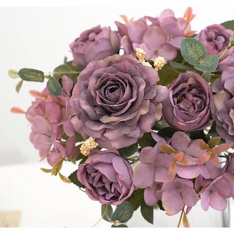 Fleur Artificielle Pivoine Bouquet Composé 40 Cm Tissu Synthétique Sans Pot Intérieur Extérieur 1 Pièce (1/5)
