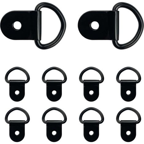 Lot de 10 anneaux d'arrimage en acier de petite taille, anneaux d'ancrage robustes pour chargement, points d'ancrage pour camions, remorques, noir (1/5)