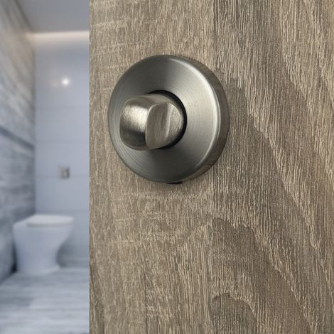 Ouvre&Déco – 2 rosaces de poignée de porte rondes MIRA verrou condamnation, Aluminium gris nickel mat