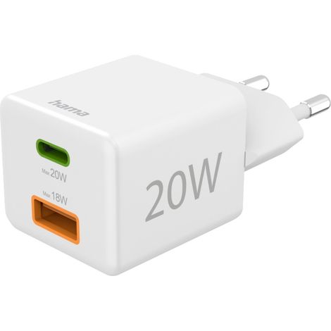 Hama USB Ladegerät 20 W 1x USB-C®, 1x USB-A Schnellladegerät, USB Power Delivery (USB-PD) USB PD, QC (1/5)