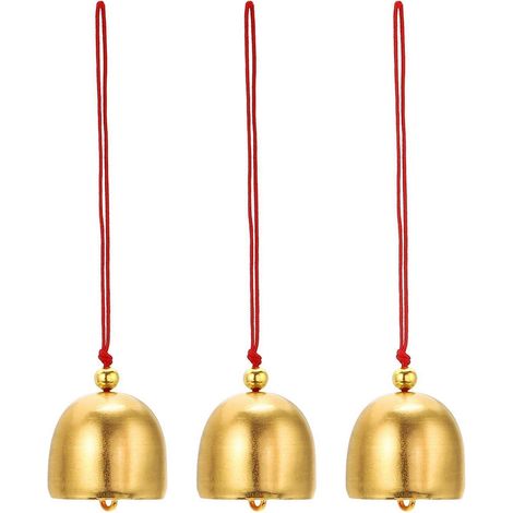 Windspiel 3 Stück, Metall Glocken Retro Chinesisch, Gold Rot, Garten Deko