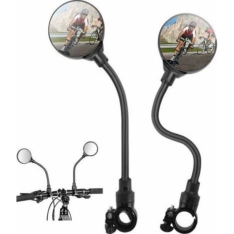 [Lot de 2] Rétroviseur de vélo, rétroviseur rotatif à 360° pour vélo, rétroviseur de vélo rotatif réglable HD, rétroviseur grand angle, antichoc, type universel pour VTT, moto (1/4)