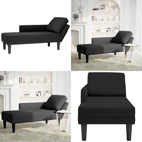 vidaXL Fauteuil long avec coussin et accoudoir droit noir velours (1/5)