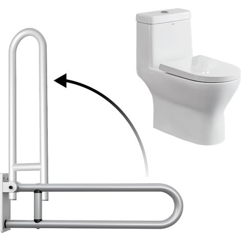60 cm langer, klappbarer Haltegriff für die Toilette, U-förmig und zur Wandmontage, für die Sicherheit älterer Menschen, grau