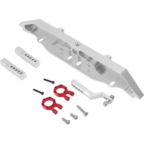 Pare-Chocs Arrière RC avec Attelage de Remorque – Pare-Chocs de Rechange en Alliage d'aluminium argenté usiné CNC pour Voitures sur Chenilles RC à échelle 10 et 8 (1/4)