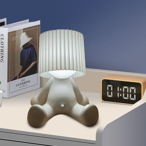 Lustige LED-Tischlampe, Tischlampe „Schüchterner Mann“, romantische Nachttischlampe, warmes Licht, geeignet fürs Schlafzimmer (weiß) (1/4)