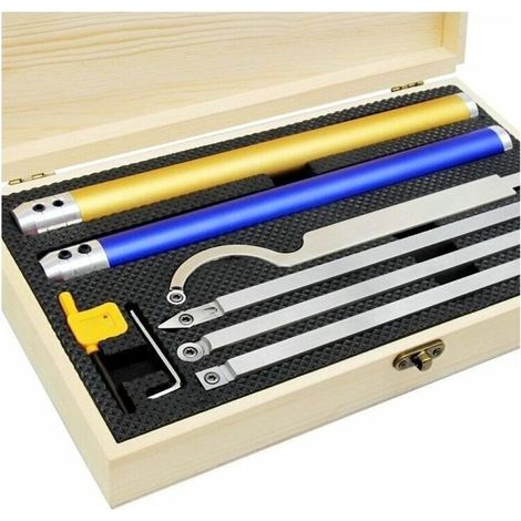 Outils de tour à bois en carbure, outils de tournage sur bois Ensemble d'outils de tournage pour tour à bois, avec insert rond/carré/diamant et poignée interchangeable en alliage d'aluminium (1/4)