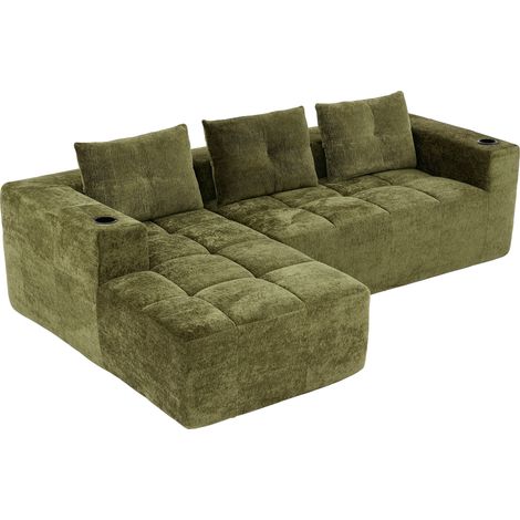 Canapé d'angle en L entièrement compressé de 258 cm de large avec trois coussins – un canapé classique, minimaliste et confortable, parfait pour les petits salons et appartements (1/5)