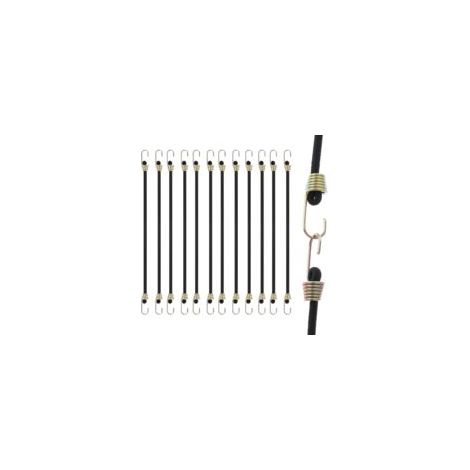 Elastische Bungee-Seile mit Haken, 12er-Packung, 25 cm lange elastische Bungee-Seile, robuste Gummibänder zur Sicherung von Gepäck, Zelten, Planen und Autos