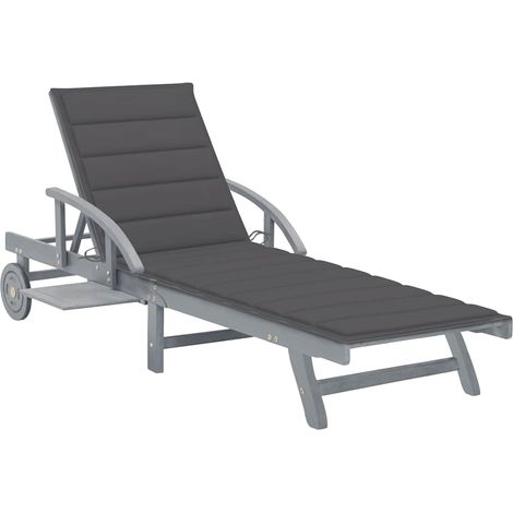 Bain de soleil avec coussin Chaise de jardin - Transat de jardin Bois d'acacia solide BV584309 - BonneVie (1/5)