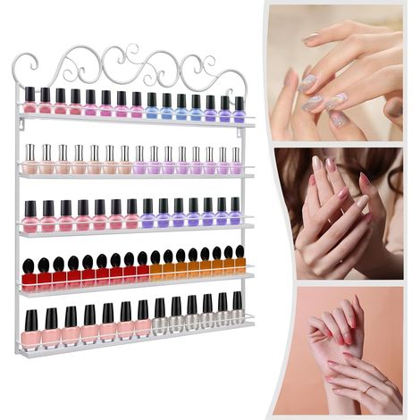 Gojoy – Support mural 5 niveaux pour vernis à ongles – Étagère en métal – Peinture au four – Charge maximale élevée – Design élégant (1/5)