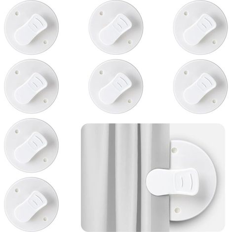 8 clips auto-adhésifs pour rideau de douche de 2 pouces - Protection anti-éclaboussures et coupe-vent - Accessoires intelligents (1/5)