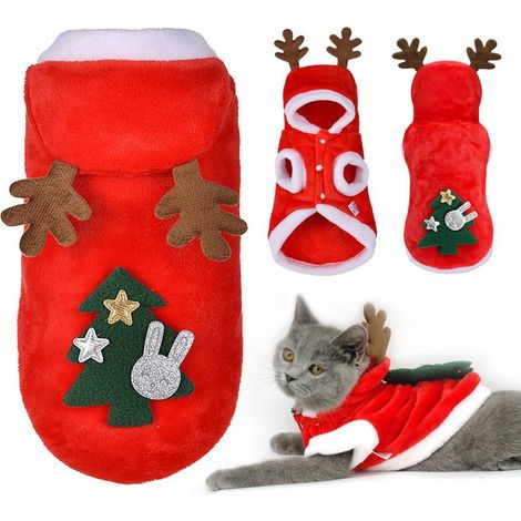 1 Vêtements pour animaux - Vêtements chauds - Vêtements pour chiens et chats - Costume de Noël renne et Père Noël - L (1/5)