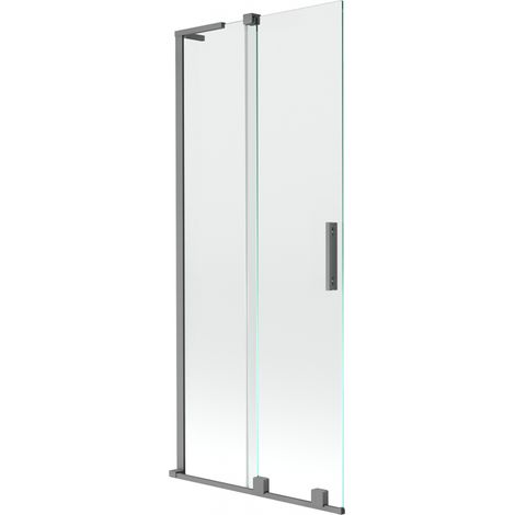 Mexen Velar L paravent de baignoire coulissant à 2 panneaux 85 x 150 cm, transparent, gun metal - 896-085-003-01-95 (1/2)