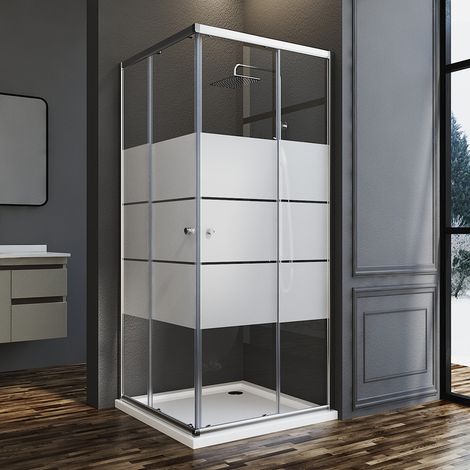 Duschkabine 75x75 cm Schiebetür, Duschkabine 75x75cm Eckeinstieg Duschabtrennung mit 6mm ESG Sicherheitsglas Glas Duschwand Höhe: 185cm