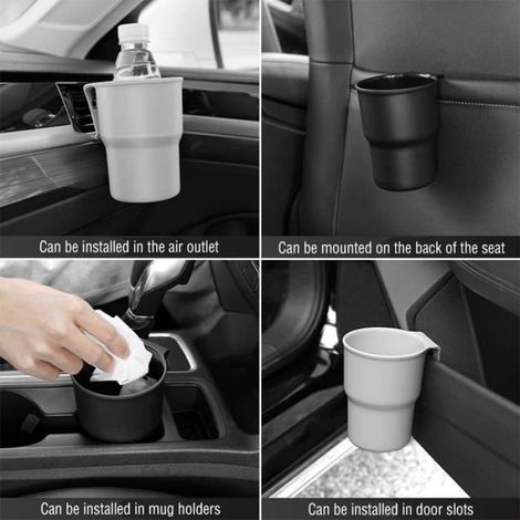 Porte-gobelet voiture suspendu multifonction, fixation grille d’aération/fenêtre, organiseur boissons et lunettes (1/5)