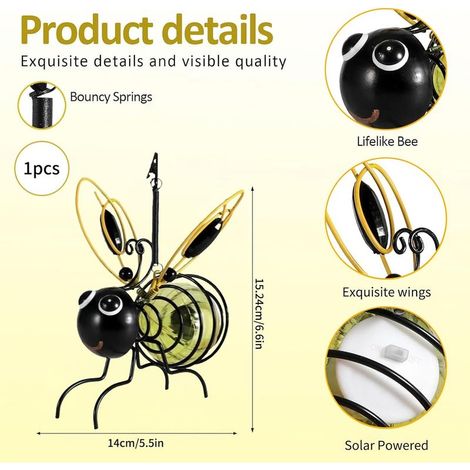 Lumières solaires en forme d'Ape,lampes solaires, décoration solaire en forme d'abeilles pour l'extérieur, lumières d'énergie solaire d'extérieur, décoration de jardin, pour balcon, véranda (1/5)