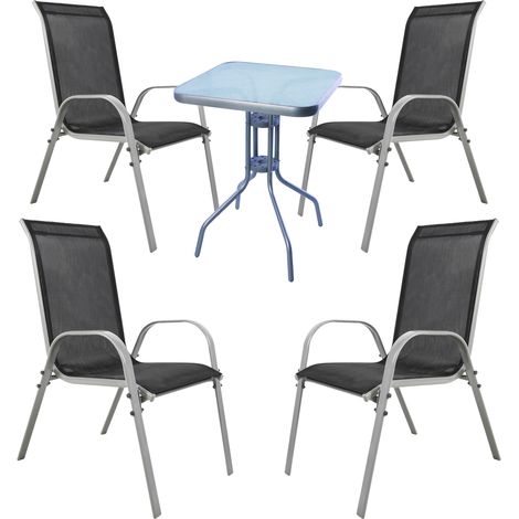 Bistrogarnitur 5-teilig Silbergrau/Schwarz-MMC33081+4xMMC330886-Silber (1/3)