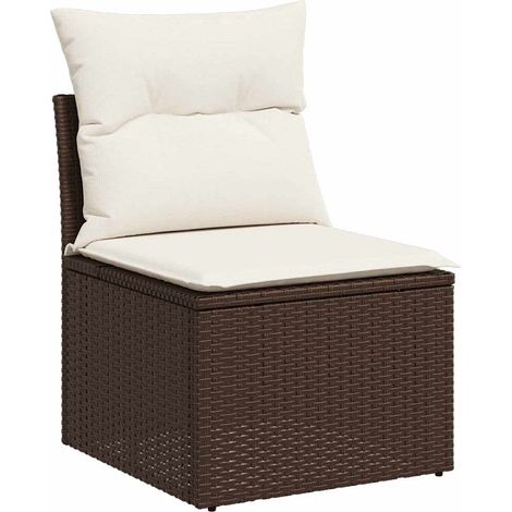 Garden Sofa Set with Storage 7 pcs Brown Poly rattan vidaXL