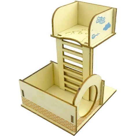 Jouet d'activité d'escalade pour rats, souris et hamsters, labyrinthe en bois en tube - K- (1/5)