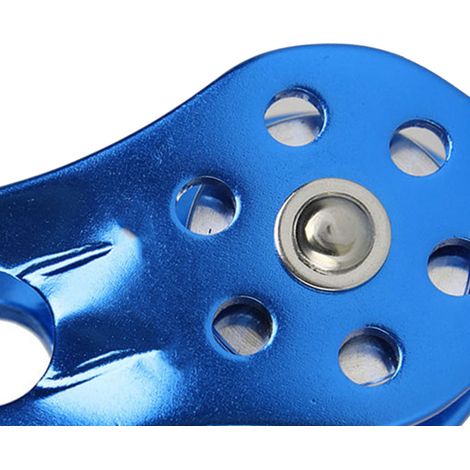 Poulie miniature fixe, en alliage d'aluminium poli, haute résistance et légère, adaptée aux travaux en haute altitude et à la descente en rappel, bleue, taille unique. (1/5)