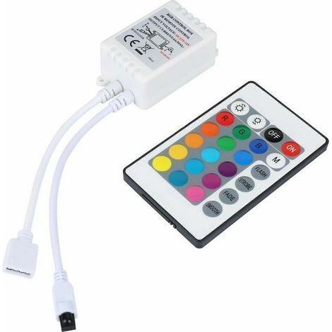 24 Touches Télécommande IR et Blanc IR Contrôleur Pour RGB LED Bande 3528 SMD Ruban Lumineuse (1/4)