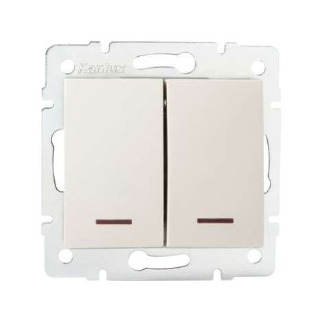 Bouton Poussoir Encastrable Double avec Voyant Lumineux LED LOGI Crème (1/5)