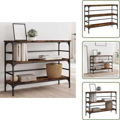 The Living Store Table console chêne fumé 100x32x75 cm bois d'ingénierie - Table Basse - Meuble D'entrée - Table D'appoint - Table Console - Mobilier Moderne