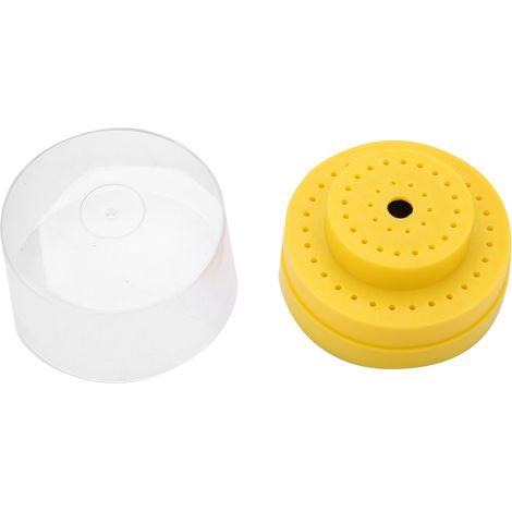 Porte-instruments dentaires rond 60 alvéoles, bloc de rangement jaune pour forets et fraises, étui de protection, organisateur de bureau clinique (1/5)