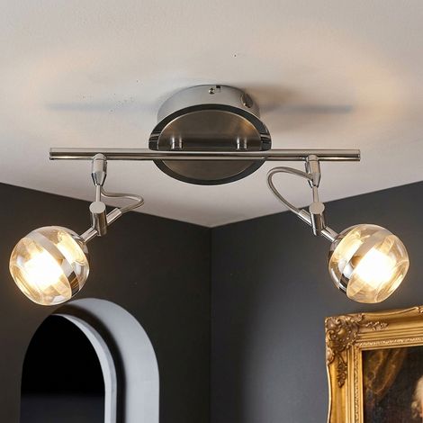 Lampada da soffitto a LED, lampada da soggiorno orientabile, argento, acrilico, L 32 cm (1/5)