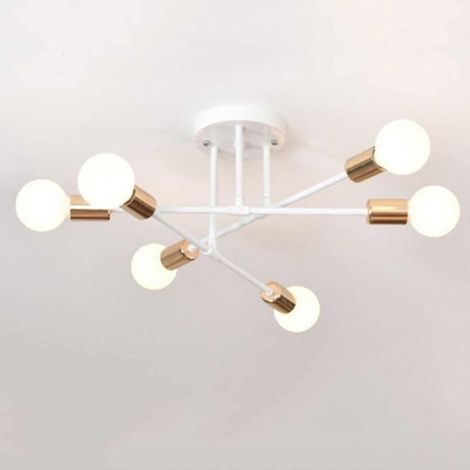 COMELY Plafonnier Industriel, 6 Lumières Lustre Sputnik Vintage, Moderne Suspension Luminaire en Metal E27 Base Lampe Plafond pour Salon Chambre Cuisine Salle À Manger Bar Café, Diamètre 70cm (1/5)