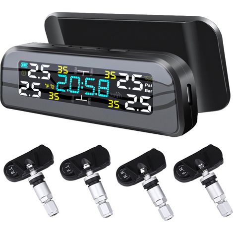 Monitor de presión de neumáticos solar, sensores TPMS internos con alarma en tiempo real, resistente al agua IP67, para automóviles. (1/5)