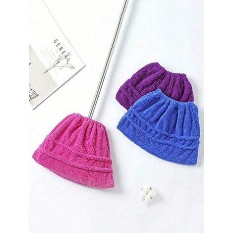 1 tête de remplacement de serpillère épaissie et absorbante (bleue + 1 violette), accessoire de ménage pour cuisine et salle de bain, tissu pour serpillère anti-poussière. (1/4)