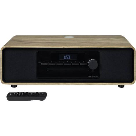 Microcadena Bluetooth - THOMSON - Madera/Negro - Radio FM/DAB+/CD/MP3/USB/Inducción, 60W, Pantalla LCD, Mando a distancia, Alimentación 230V (1/4)